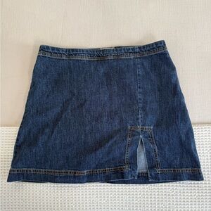 Denim a-frame Skirt with Slit
